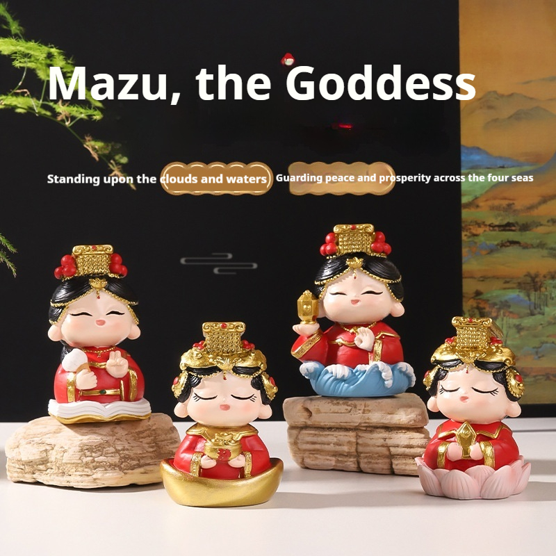 Crafting Resin - Chinese stijl Mazu harsbeeldje, traditioneel bureauornament,